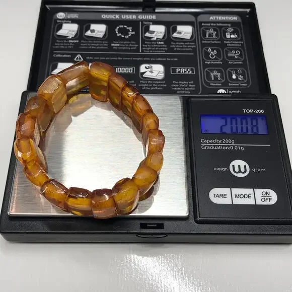 Vintage BALTIC AMBER Stretch BRACELET 20 Grams Dark and Light Honey Color - Picture 5 of 17